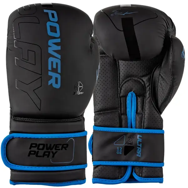 Боксерские перчатки PowerPlay 3024 Ultra Mat Черно-Темно синие 12 унций купить