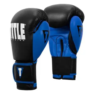 Боксерские перчатки TITLE Boxing Dynamic Strike Black/Blue 16 oz (бинты 4м. в комплекте) купить