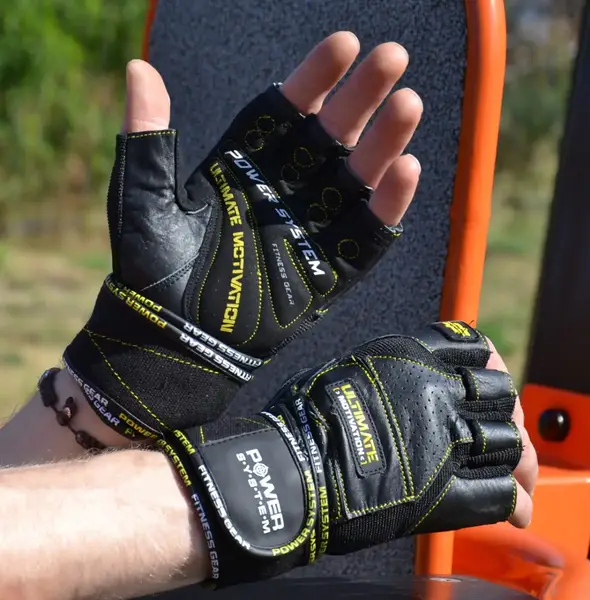 Перчатки для фитнеса Power System PS-2810 Ultimate Motivation Black/Yellow Line L купить недорого в Украине, фото 6