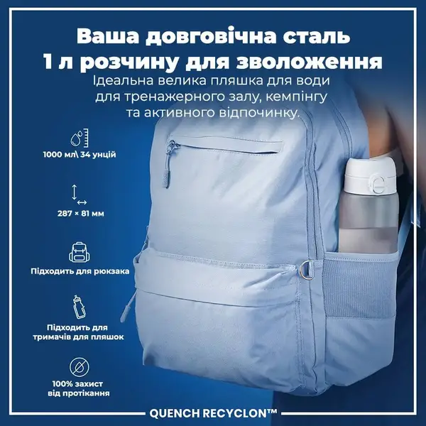 Пляшка для води ION8 1000 мл. (ЕКО пляшка) BPA Free, Times To Drink, BPA Free, Ice купити недорого в Україні, фото 5
