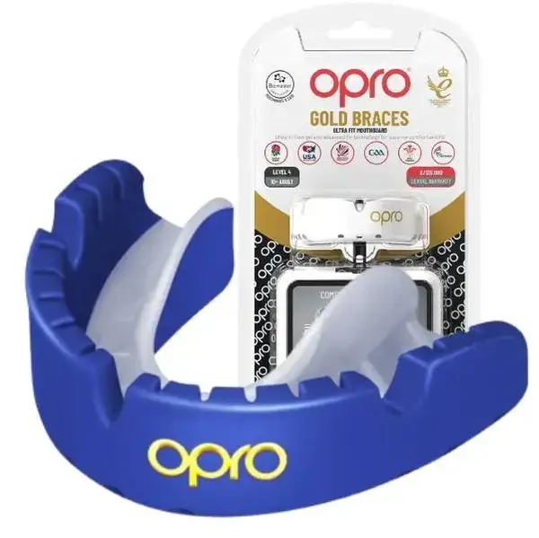 Капа OPRO Gold Braces под брекеты взрослая (возраст 11+) Dark Blue/Pearl (art.102506002) купить