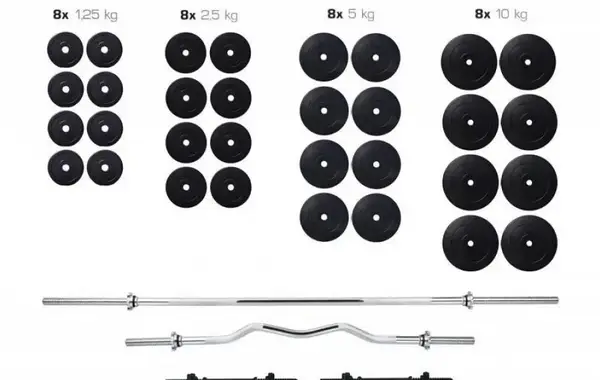 Штанги з гантелями RN-Sport (4 грифи + 150 кг дисків) + рукавички купити