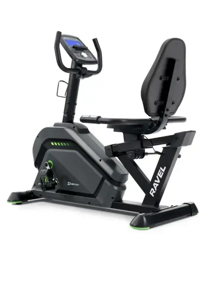 Горизонтальный велотренажер HS-120L Ravel черно-зеленый + мат купить