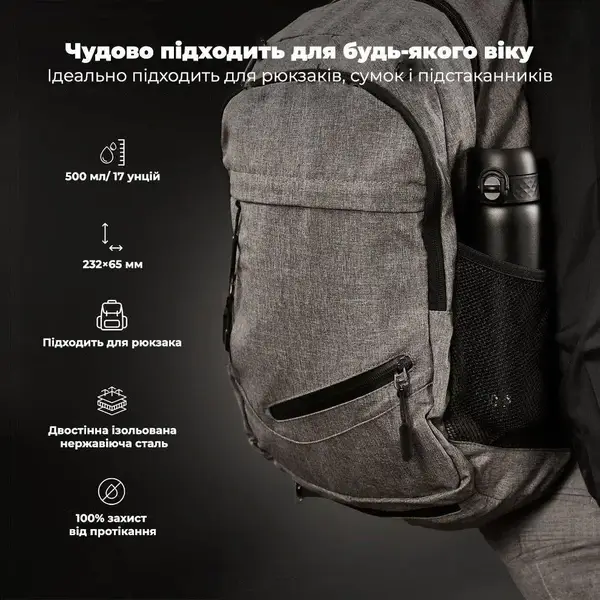 Пляшка для води металева вакуумна ION8 500 мл. Vacuum Insulated, Black купити недорого в Україні, фото 5