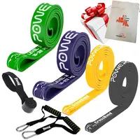 Эспандер-петля (резиновые петли) PowerPlay PP_0023 набор 4шт. сопротивление 2-32кг. (суммарно 76кг.) + ручки и якорь купить