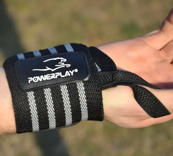 Кистьові бинти PowerPlay 3081 Чорно-Сірі (пара) купити недорого в Україні, фото 8