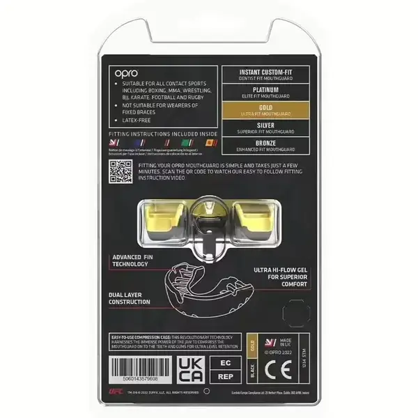 Капа OPRO Gold UFC взрослая (возраст 11+) Black/Gold (art.102516001) купить недорого в Украине, фото 4