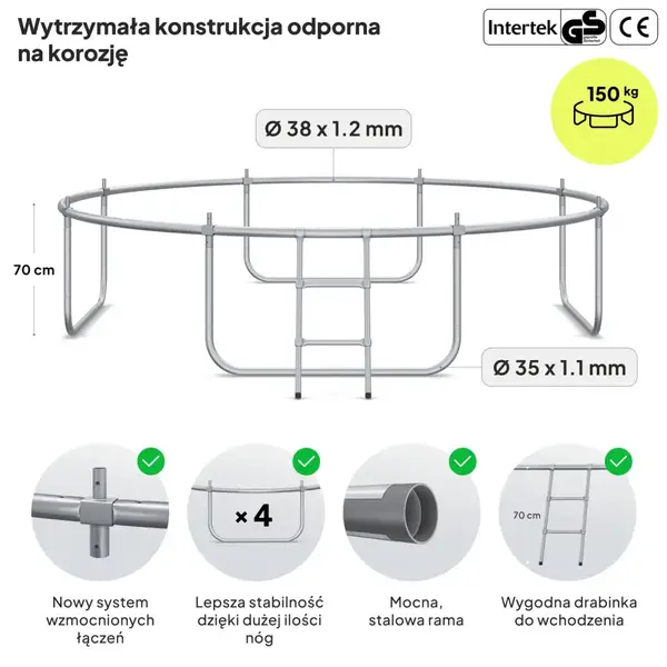 Батут Zipro Jump Pro Premium с внутренней сеткой 10 футов 312 см черно-зеленый купить недорого в Украине, фото 3