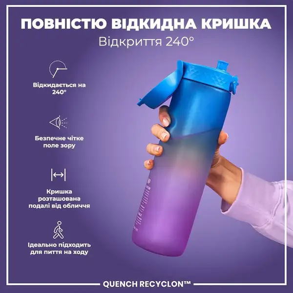 Бутылка для воды ION8 1000мл. BPA Free, Times To Drink, (ЭКО бутылка) BPA Free, Blue &amp; Pink купить недорого в Украине, фото 3
