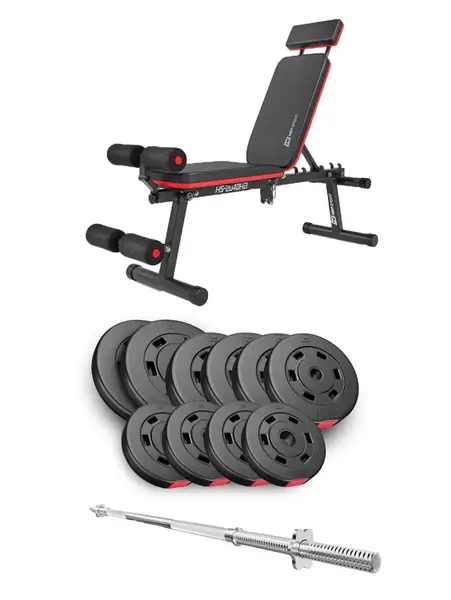 Набор Hop-Sport Premium 59 кг со скамьей HS-1035 и штангой купить недорого в Украине, фото 3