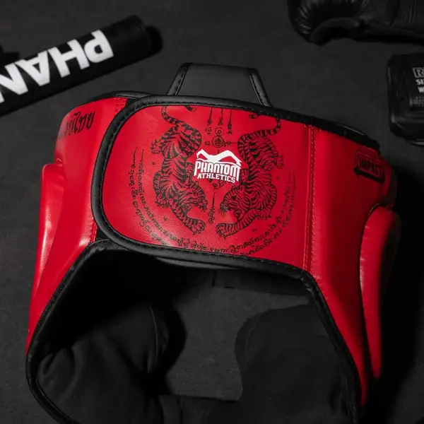 Боксерский шлем Phantom Muay Thai Full Face Red (капа в подарок) купить недорого в Украине, фото 7