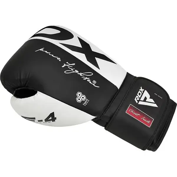 Боксерські рукавиці RDX F4 Boxing Sparring Gloves Hook&Loop WHITE/BLACK 16 унцій (капа у комплекті) купити недорого в Україні, фото 3