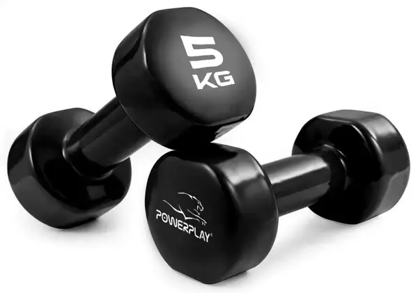Гантели виниловые PowerPlay 4125 Achilles 2*5 кг. Черные (пара - 2шт.) купить недорого в Украине, фото 2