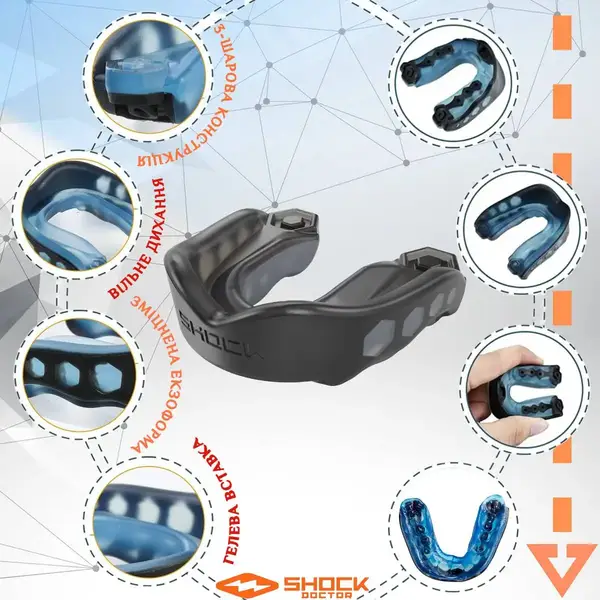Капа Shock Doctor Gel Max доросла (вік 11+) Black (art. 6210-BK-AD) купити недорого в Україні, фото 4