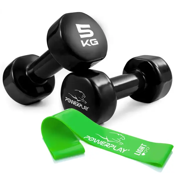 Гантели виниловые PowerPlay 4125 Achilles 2*5 кг. Черные (пара - 2шт.) купить