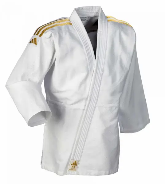 Кимоно для дзюдо Adidas серии Club с золотыми полосами на плечах Размер 150 | белое | J350P купить недорого в Украине, фото 8