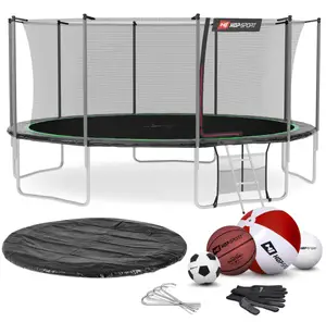 Батут Hop-Sport 16ft (488см) черно-зеленый с внутренней сеткой купить