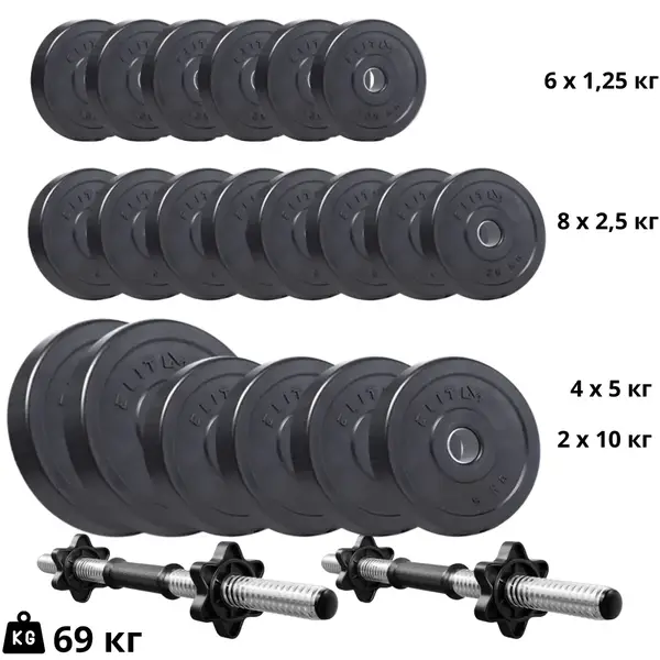 Набор композитных дисков Elitum Titan 39 кг для гантелей и штанг. купить недорого в Украине, фото 12