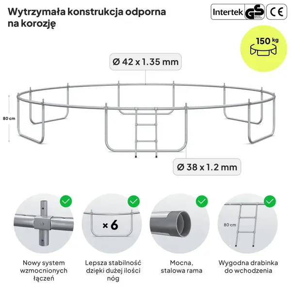 Батут Zipro Jump Pro с наружной сеткой 16 футов 496 см черно-зеленый купить недорого в Украине, фото 3