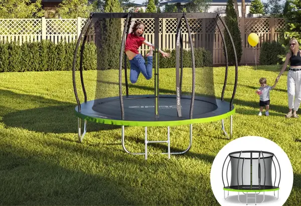 Батут Zipro Jump Pro Premium с внутренней сеткой 8 футов 252 см черно-зеленый купить недорого в Украине, фото 2
