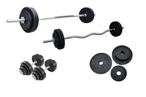Набор штанг и гантелей. Набор металлических прорезиненных дисков 120 кг + 4 хромированных грифа. купить