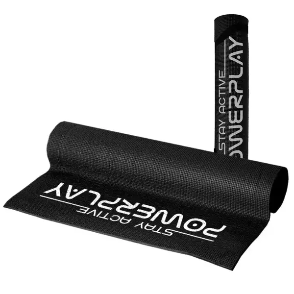 Килимок для йоги та фітнесу PowerPlay 4010 PVC Yoga Mat Чорний (173x61x0.6) купити недорого в Україні, фото 4