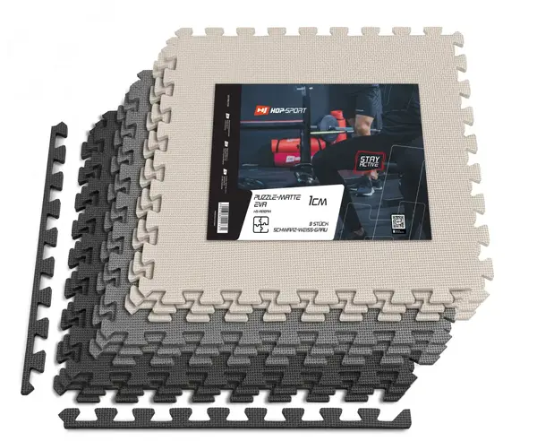 Мат-пазл Hop-Sport EVA 1см HS-A010PM - 9 частей черный/белый/серый купить