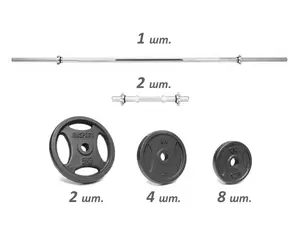 Набір металевих гантель по 6 кг + штанга 25 кг для фітнесу купити