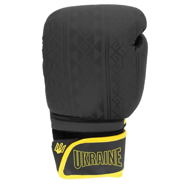 Боксерські рукавиці PowerPlay 3021 Ukraine Чорно жовті 16 унцій купити недорого в Україні, фото 6