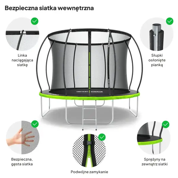 Батут Zipro Jump Pro Premium с внутренней сеткой 10 футов 312 см черно-зеленый купить недорого в Украине, фото 5