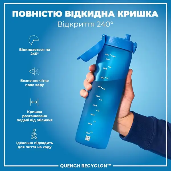 Бутылка для воды ION8 1000мл. (ЭКО бутылка) BPA Free, Blue купить недорого в Украине, фото 3
