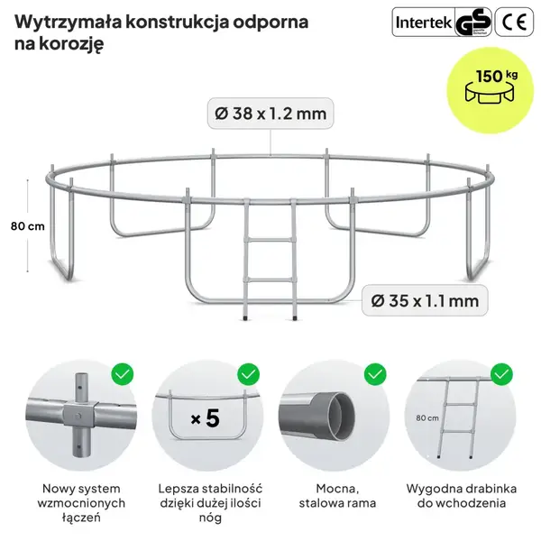 Батут Zipro Jump Pro Premium с внутренней сеткой 12 футов 374 см черно-зеленый купить недорого в Украине, фото 3