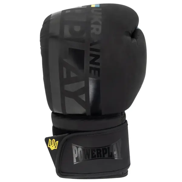 Боксерські рукавиці PowerPlay 3021 Ukraine Чорні 14 унцій купити недорого в Україні, фото 2
