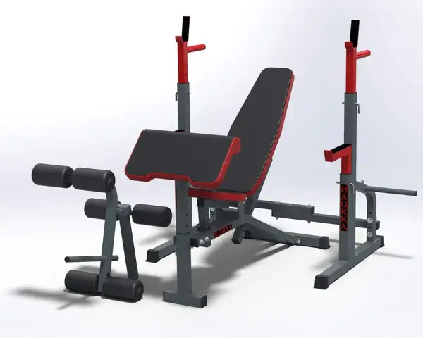 Лавка для жиму + Стійки для присідань + 4 грифи + 75 кг млинців купити недорого в Україні, фото 2