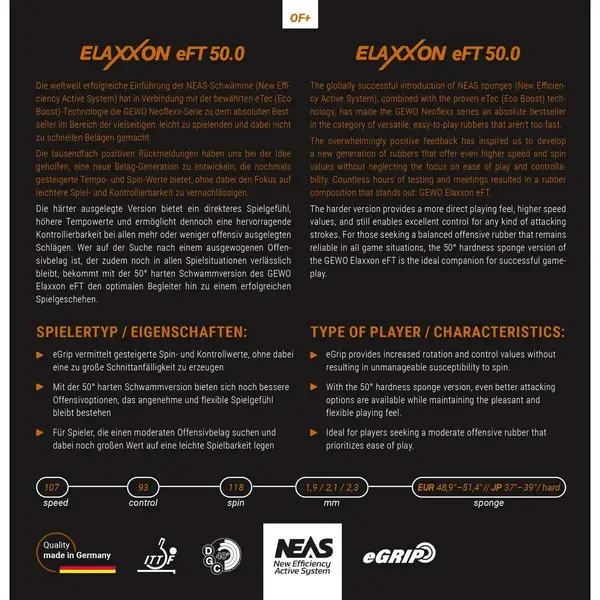 Накладка для ракетки Gewo Elaxxon eFT 50.0 1.9 | Червоний | (11373300019) купити недорого в Україні, фото 3
