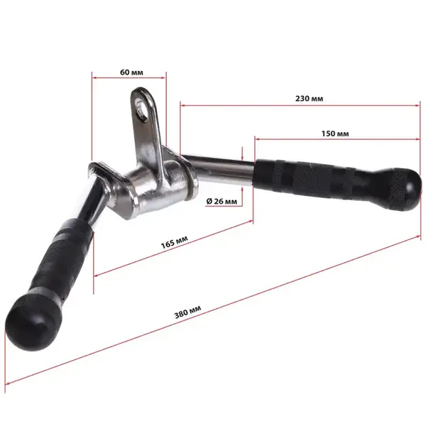 Ручка для верхней тяги York Fitness V-образная на трицепс с вращающимся подвесом и резиновыми рукоятками, хром. купить недорого в Украине, фото 11