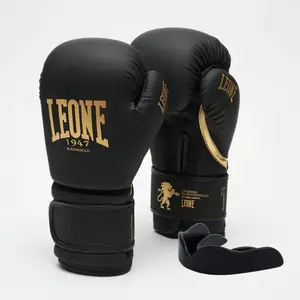 Боксерские перчатки Leone GN059D Black/Gold 16 унций (капу в комплекте) купить