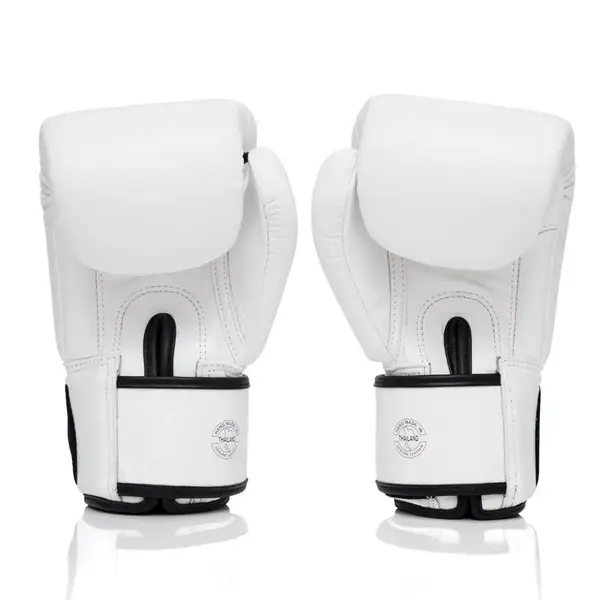 Боксерские варежки Fairtex BGV1-ONE (натуральная кожа) White 14 унций (бинты в комплекте) купить недорого в Украине, фото 3