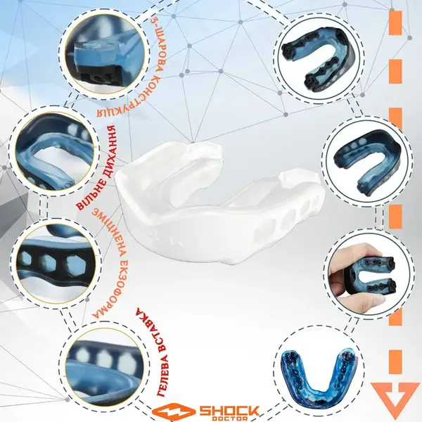 Капа Shock Doctor Gel Max взрослая (возраст 11+) White (art. 61950-TC-AD) купить недорого в Украине, фото 3