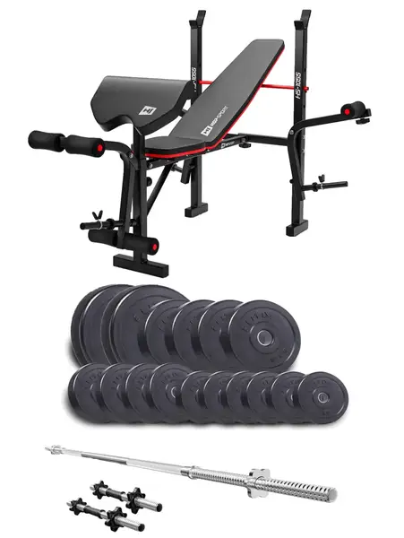 Набор Elitum Titan 68 кг со скамьей HS-1055 Pro, штангой и гантелями. купить