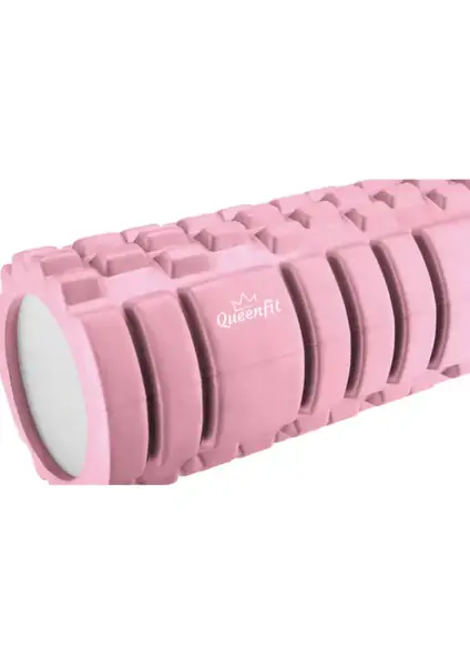 Масажний ролик Queenfit для йоги та фітнесу EVA 33*14см рожевий купити недорого в Україні, фото 3