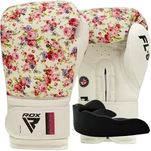 Боксерские перчатки RDX FL-6 WHITE-10 унций (капа в комплекте) купить