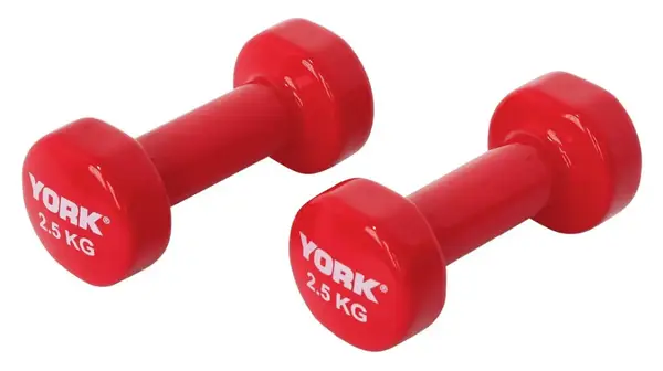 Гантелі для фітнесу вінілові круглі York Fitness 2х2,5кг червоний купити недорого в Україні, фото 3