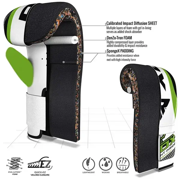 Снарядні рукавички, битки RDX White Green купити недорого в Україні, фото 4