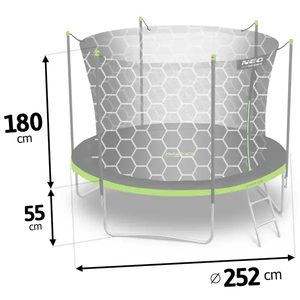 Батут Neo-Sport с внутренней сеткой 8 футов 252 см черно-зеленый купить недорого в Украине, фото 9